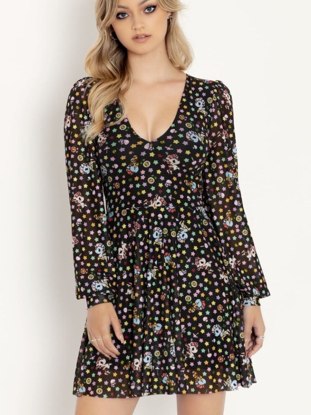 Blackmilk Unicorn Garden Sheer Romance Dress XS long sleeves Tokidoki stars